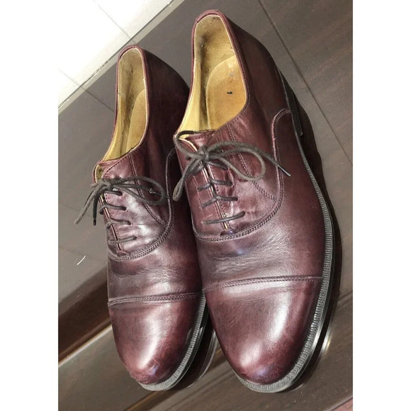 Business Softwear Burgundy Leather Oxford Cap Toe Shoes Size 9 D - Picture 6 of 6